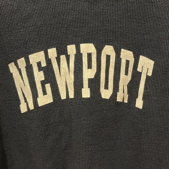 Brandy Melville Newport waffle sweatshirt flag patch navy blue - Picture 3 of 8